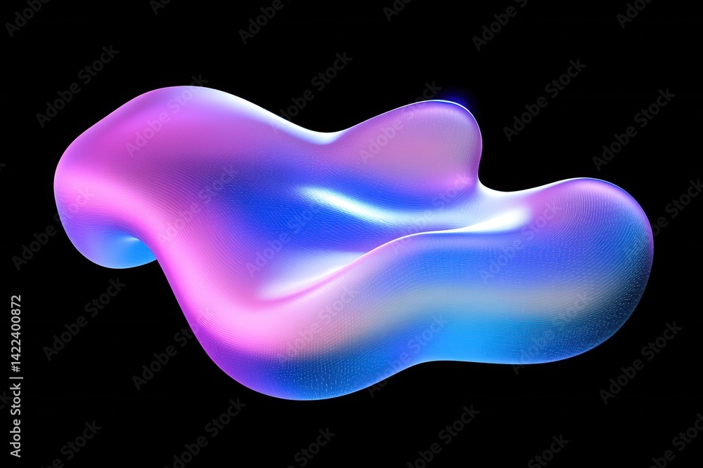 Fototapete abstract iridescent fluid shape on black background creating a modern and futuristic visual with smo