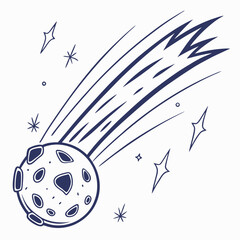 Hand Drawn Comet With Stars Illustration For Space And Science Projects ©  MST RABEYA  BEGUM