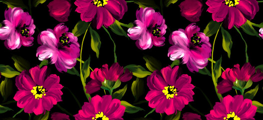 Seamless flowers pattern. Hand draw abstract floral pattern.