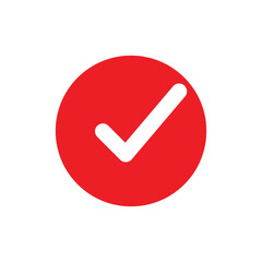 Right sign red color Print icon. Symbol correction mark, list ok check button complete. 