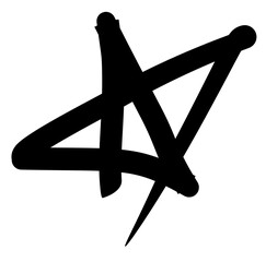 Star hand drawn black marker pen. Doodle star sketch image. Vector illustration