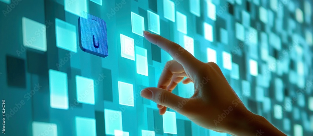 Poster cybersecurity: access granted. digital security and data privacy