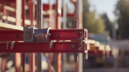 Close-Up of Red Scaffolding Components