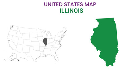 Illinois map of USA state. Illinois map vector illustration. Illinois vector map on white background.