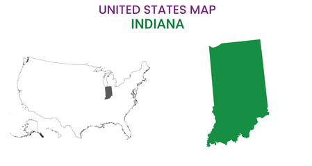 Indiana map of USA state. Indiana map vector illustration. Indiana vector map on white background.