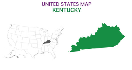 Kentucky map of USA state. Kentucky map vector illustration. Kentucky vector map on white background.
