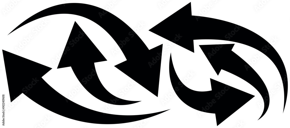 Poster curve arrow icon vector set. set of black long curve arrow. . black curve arrow set. arrow icons fea
