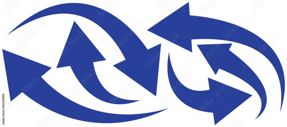 Fototapete set long blue curve arrow icon vector. blue curve arrow icon set. long arrow icon set. curve arrow v