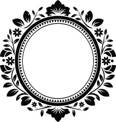 Vintage Floral Round Frame Vector, Decorative Border Design