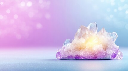 Crystal cluster, vibrant colors, soft light