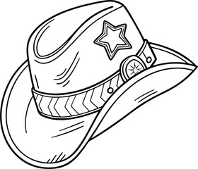 Line Art Illustration of a Cowboy Hat with Stylish Buckle