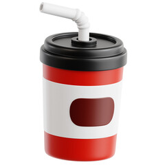 Red and White Soda Cup with Straw for Summer Drink