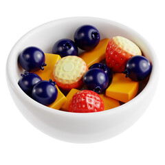 Fruit Salad Bowl with Strawberries and Blueberries