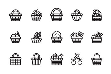 Harvest Basket Minimalist 2D Line Art