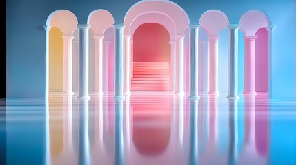 Classical arches reflective scene timeless