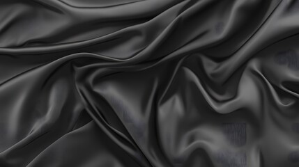 Obraz premium Elegant Draped Dark Grey Silk Fabric Texture Background