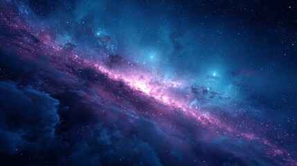 Fototapeta premium Cosmic Nebula: A Serene Tapestry of Purple and Blue