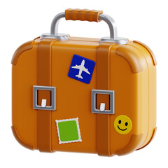 Orange Travel Suitcase with Travel Stickers
