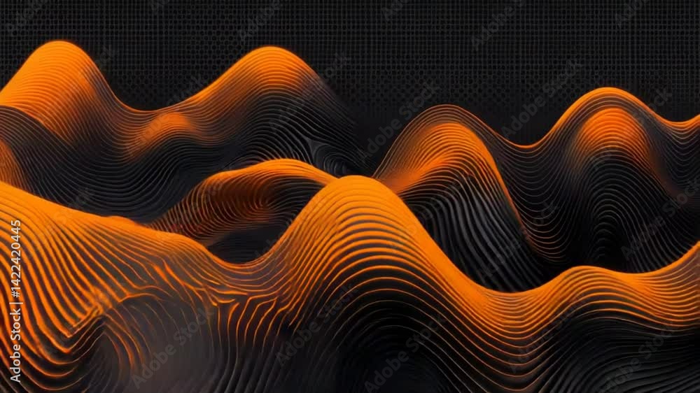 Poster abstract orange and black waves pattern in seamless looping motion background