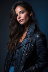 Woman in Distressed Leather Jacket: Moody Portrait Photography
