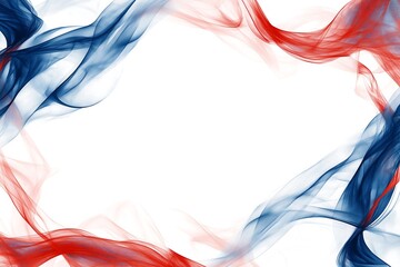 Red, Blue, and White Waves and Swirls of Smoke on White Background