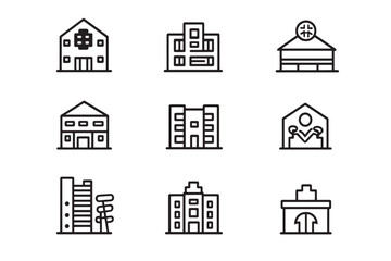 Minimalist Hospital Building Icon 2D Art