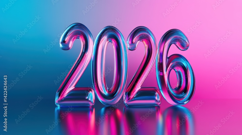 Poster Transparent 3D glass numbers 