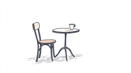 Outdoor cafe table and chair illustration