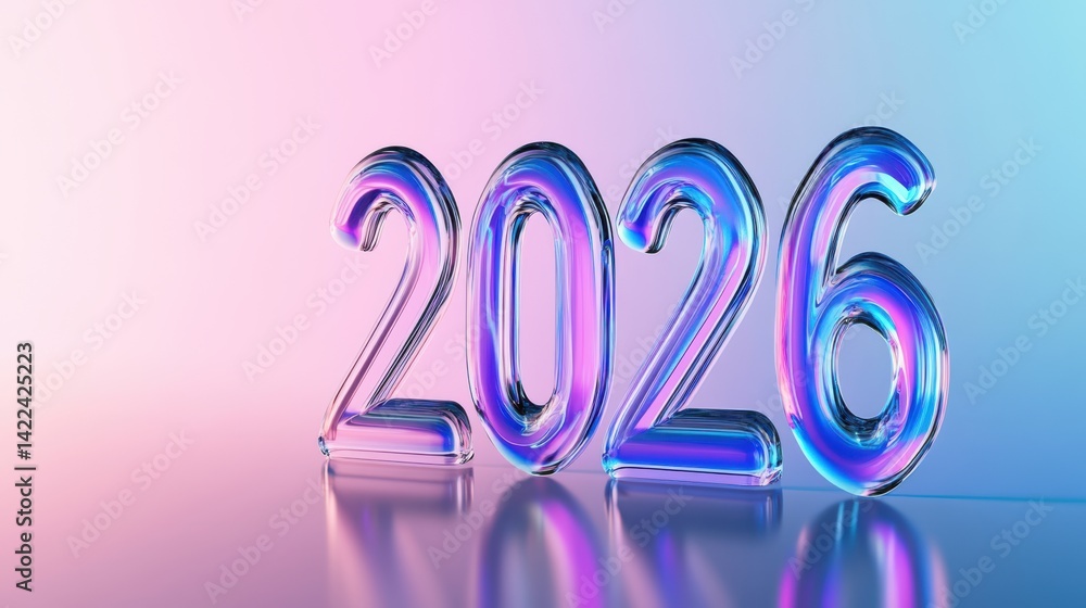 Poster Stylish 3D glass numbers 