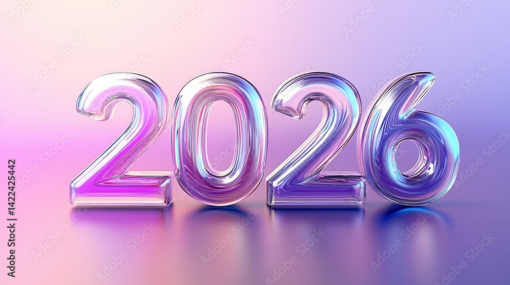 Poster Stylish 3D glass numbers 