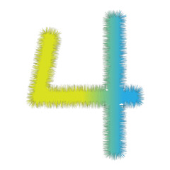 textured cool gradient number four, letter a made of flowers isolated on white background png.