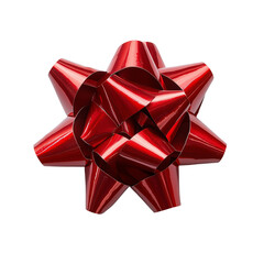 Shiny red christmas bow for gifts and decorations design isolated on transparent background