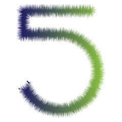 textured gradient number five, 3d render of a set of colorful splashes font isolated on white background png.