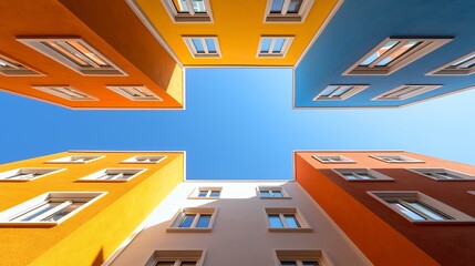 Fototapeta premium Colorful buildings and blue sky