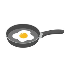 Fried Egg in a Pan Breakfast Food Illustration Cooking Kitchenware