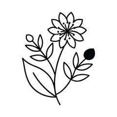 retro floral wild bloom and oval leaf