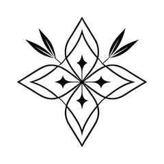 abstract geometric wild flower and leaf design