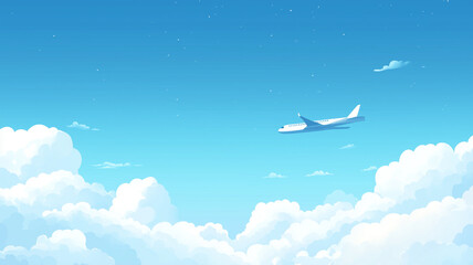 Fototapeta premium flying airplane in blue sky