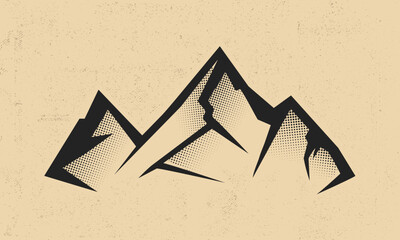 Mountain vintage halftone design. Vector illustration