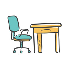 desk and chair icon, desk and chair vector illustration-simple illustration of desk and chair, perfect for desk and chair logos and icons