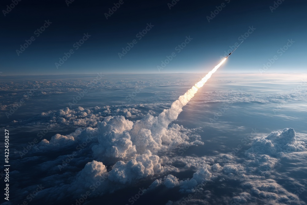 Wall mural high speed rocket spacecraft soaring in the sky a concept for innovative space exploration