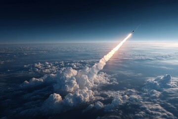 High speed rocket spacecraft soaring in the sky  a concept for innovative space exploration