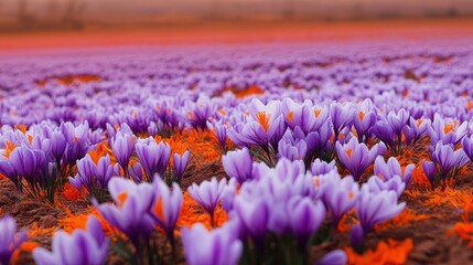 A saffron field in full bloom, delicate purple flowers covering the land --ar 16:9 --v 6.1 Job ID: c2827fcf-b6b0-4d73-807d-e65365b80dfe