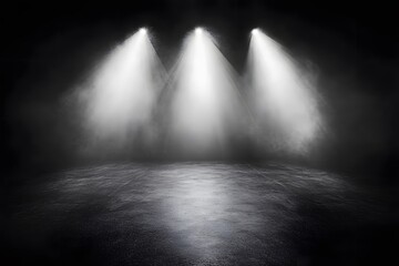Dramatic Stage Lighting Spotlight on Dark Room Background