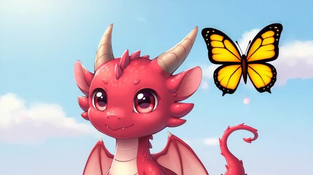 Cute Red Dragon Animation