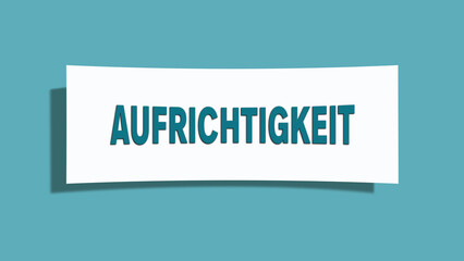 Aufrichtigkeit (sincerity) - A card isolated on light green background.