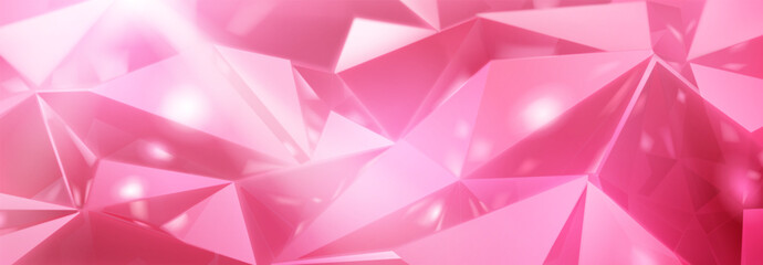Naklejka premium Vector illustration of vibrant pink abstract crystal background with geometric shapes and light effects, creating a modern futuristic design.