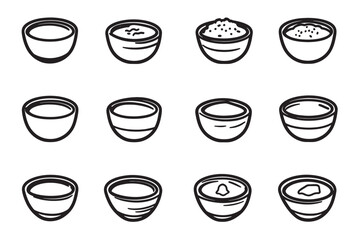 Miso Paste Flat Line Art Icon