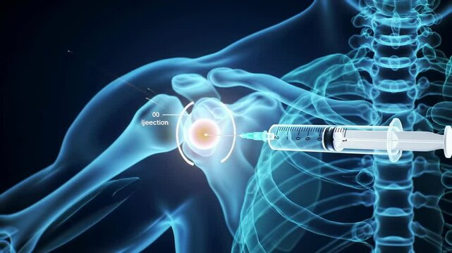 Injection procedure for shoulder joint treatment with medical manipulation during a clinical examination