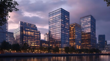 Obraz premium Office building with reflective glass design high resolution picture